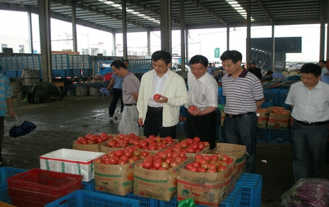 2011年6月嘉興市委常委、市政府常務副市長蔣唯民一行蒞臨蔬菜市場視察菜籃子供應工作